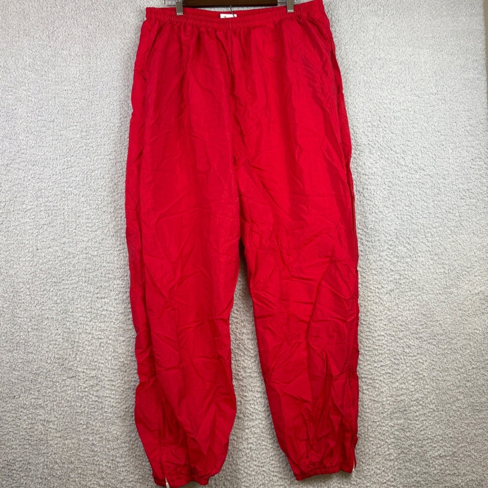 Vintage United Sports Apparel Track Pants Mens 2XL Red Nylon Windbreaker Ankle
